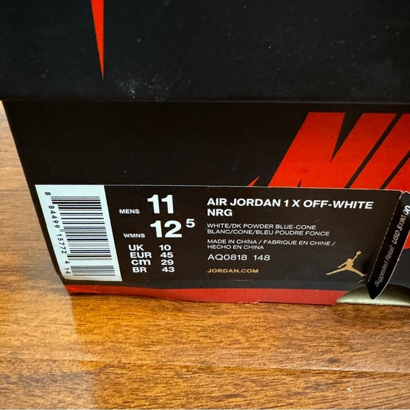 Jordan 1 Retro High Off-White University Blue Size 11 - Picture 9 of 9